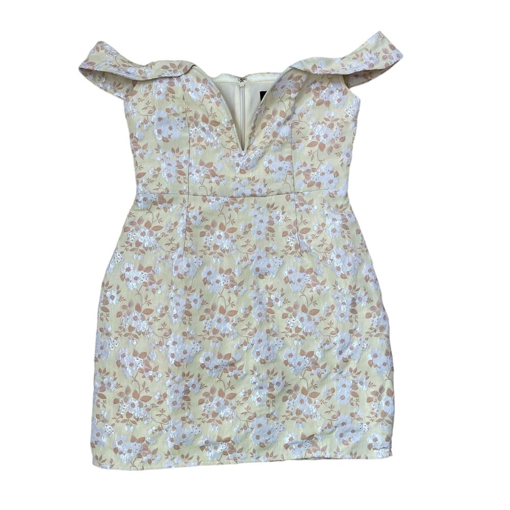 Lulus Favorite Song Yellow Floral Off-the-Shoulder Mini Dress Size Small - Picture 3 of 7
